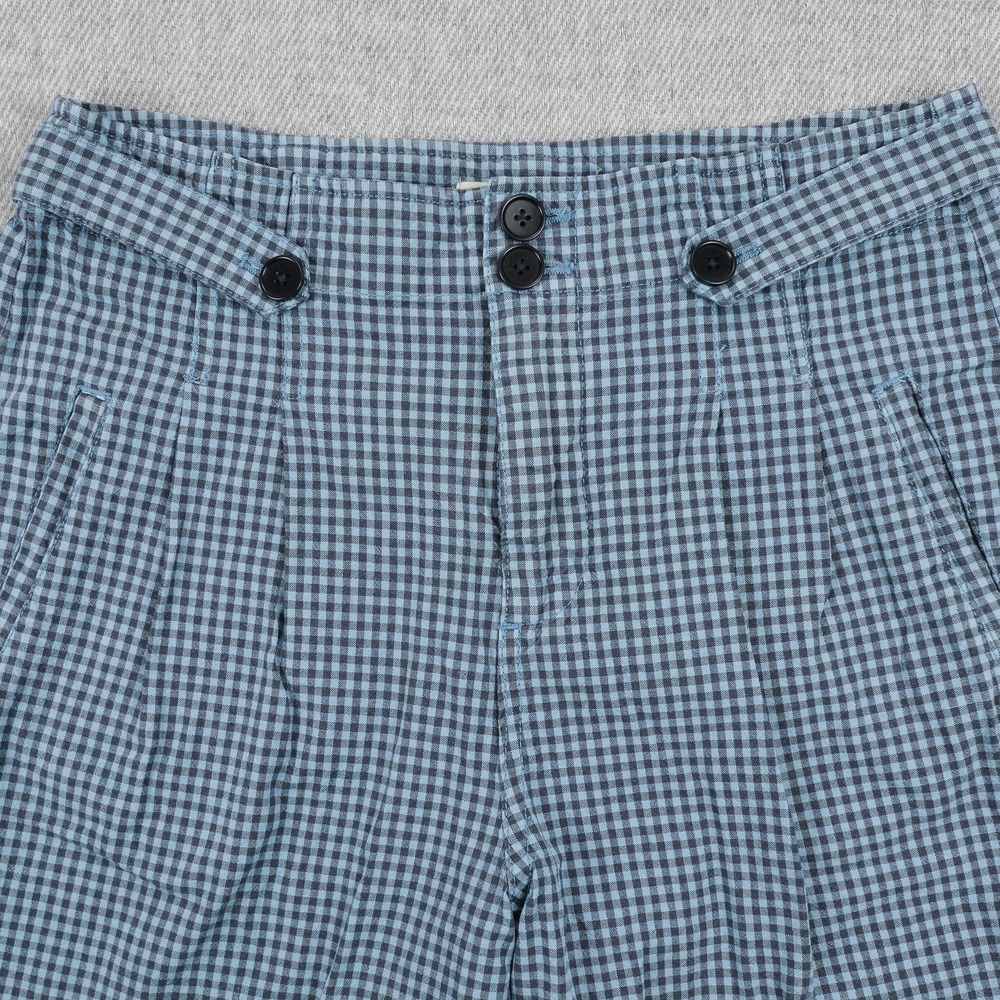 Sundance Pants Womens 4 Blue Gingham Ankle Linen Cotton 27 Waist 25.5 Inseam - Picture 4 of 15